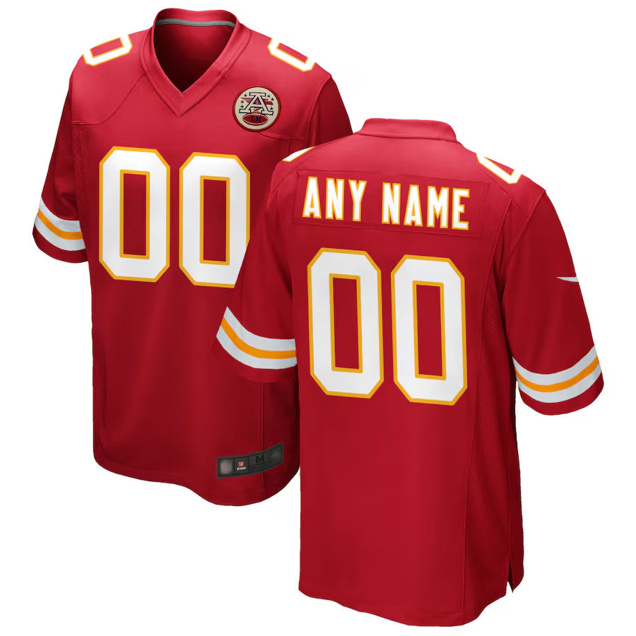Friene Custom KC.Chiefs Red Replica Game Stitched Jerseys