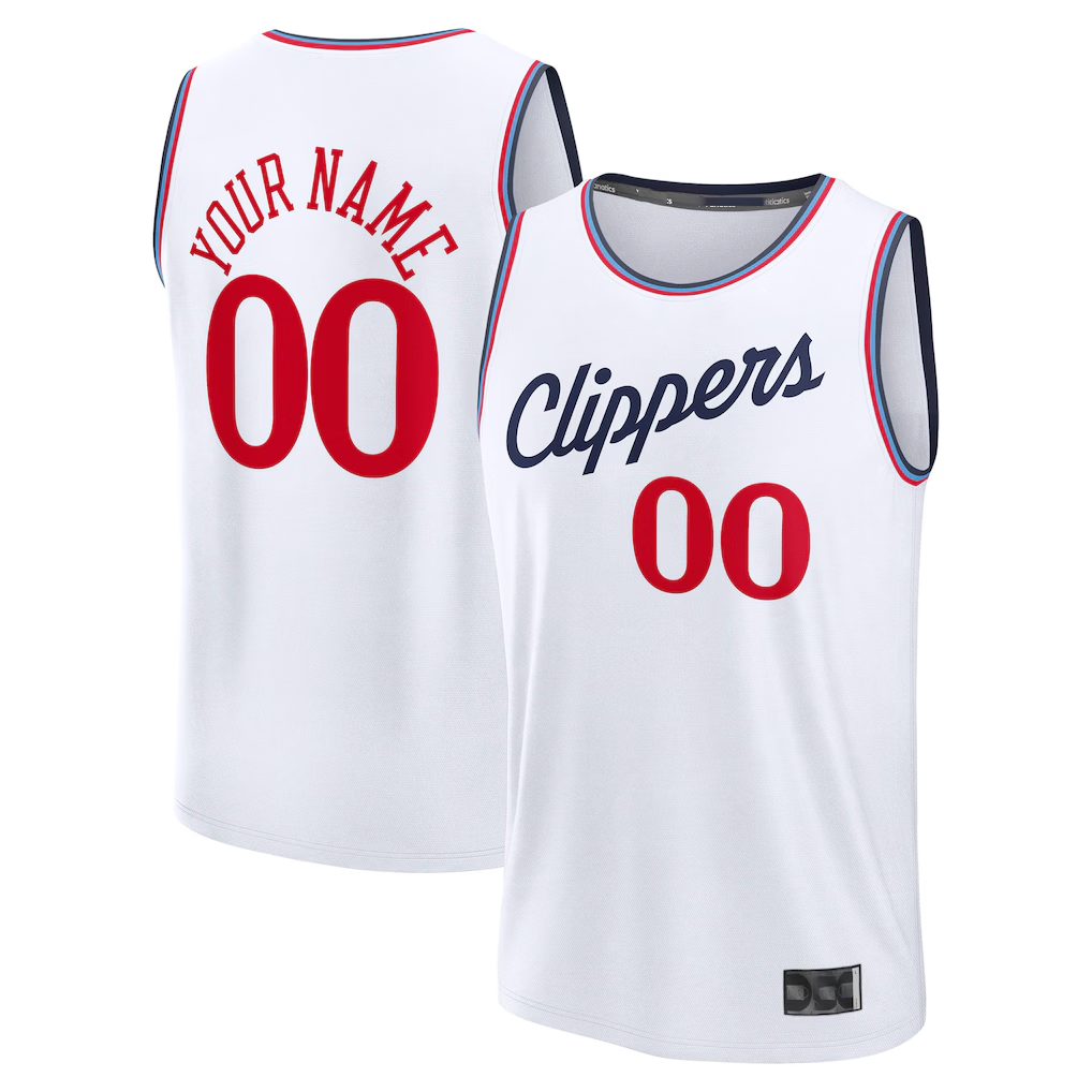 Friene Custom L.Clippers White Fast Break Stitched Jerseys- Association Edition