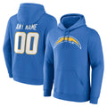 Friene Custom LA.Chargers Blue LOGO Pullover Hoodies Home Game Any Name & Numbers Stitched Jerseys