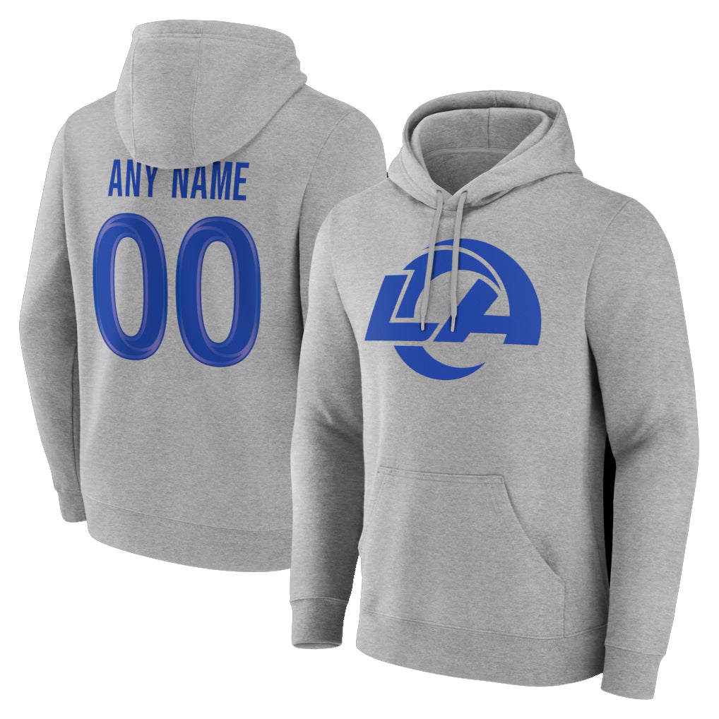 Friene Custom LA.Rams Light Gray Pullover Hoodie Limited Game Any Name & Numbers Stitched Jerseys