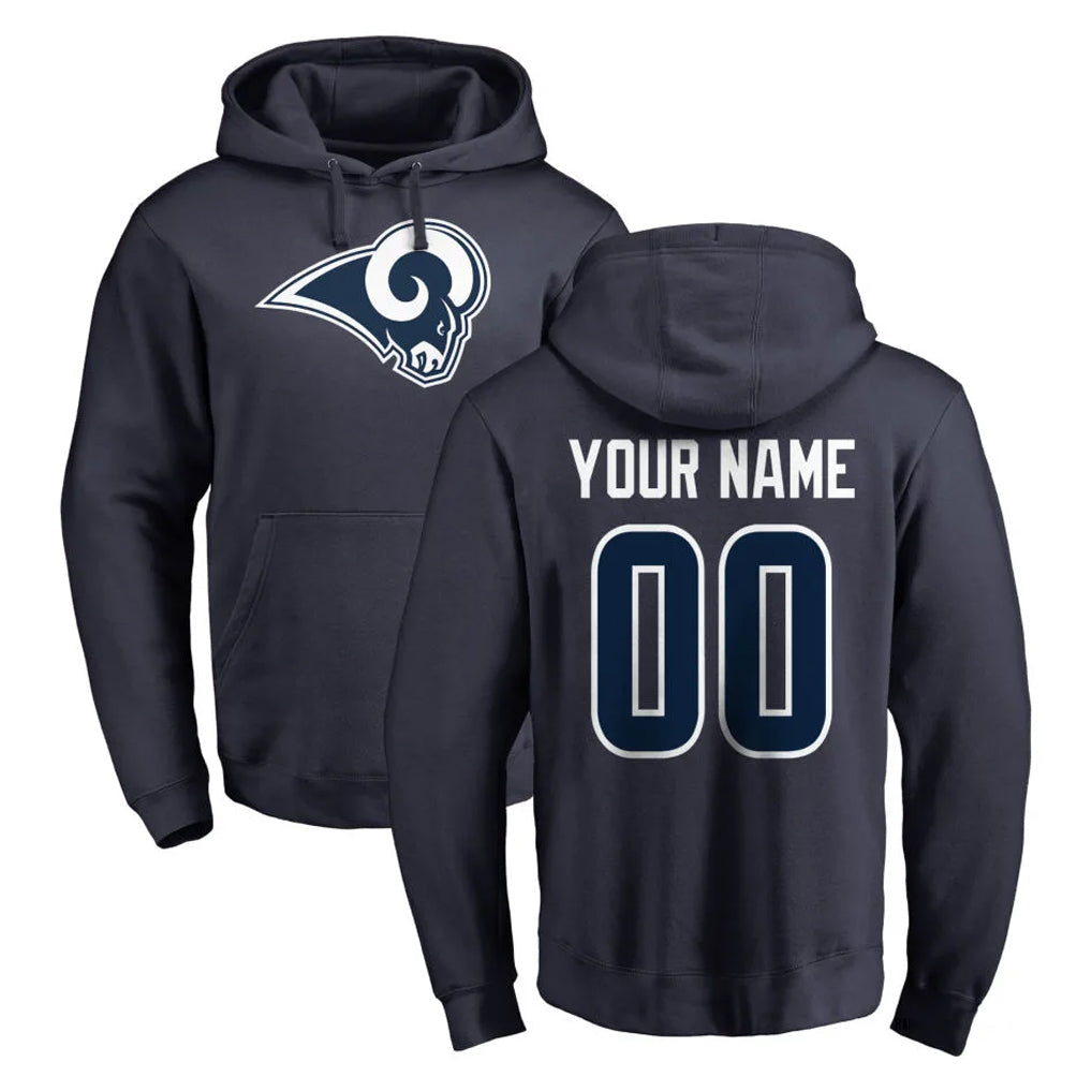 Friene Custom LA.Rams Navy Pullover Hoodie Limited Game Any Name & Numbers Stitched Jerseys
