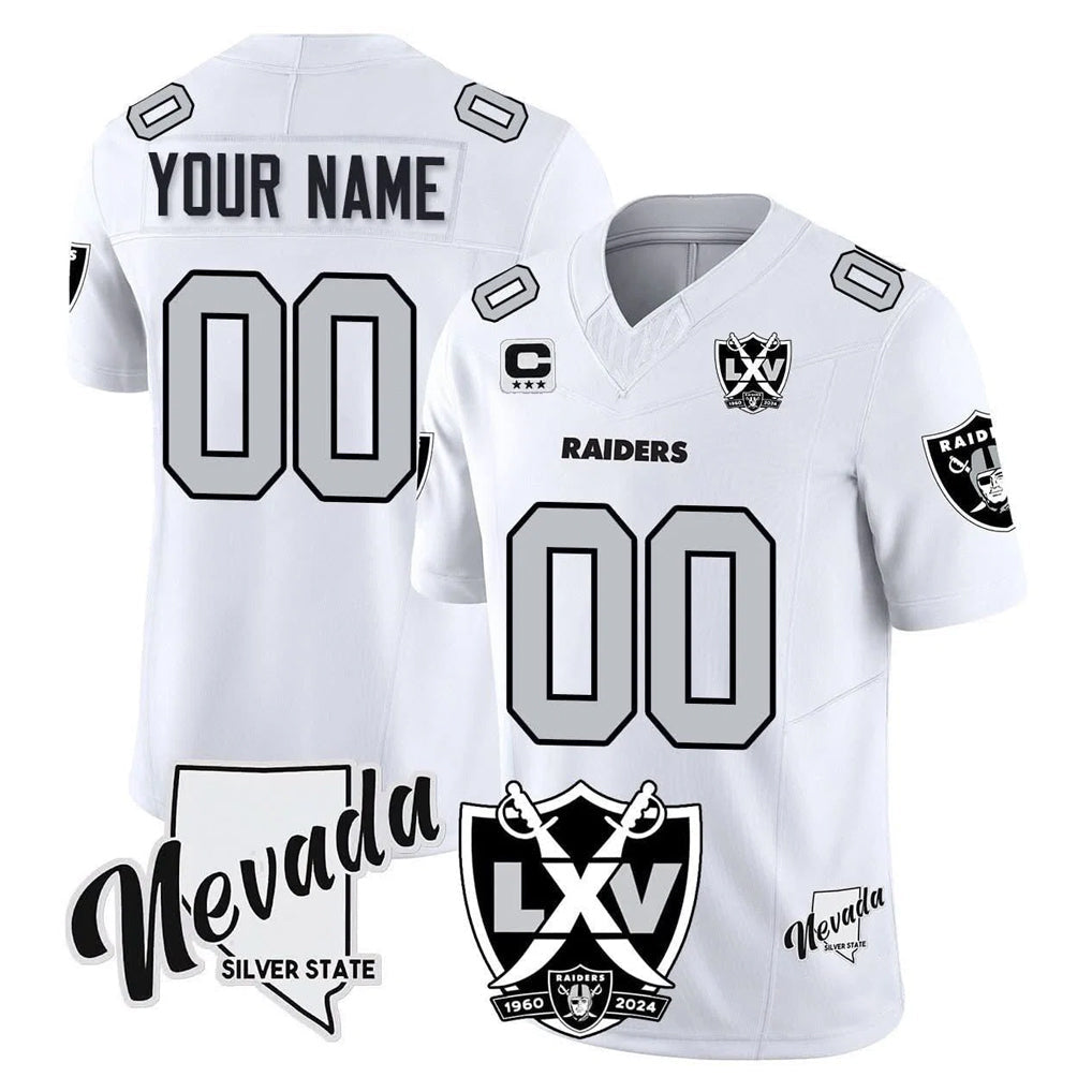 Friene Custom LV.Raiders White 2026 Vapor Limited 65th Anniversary Home Game Any Name & Numbers Stitched Jerseys
