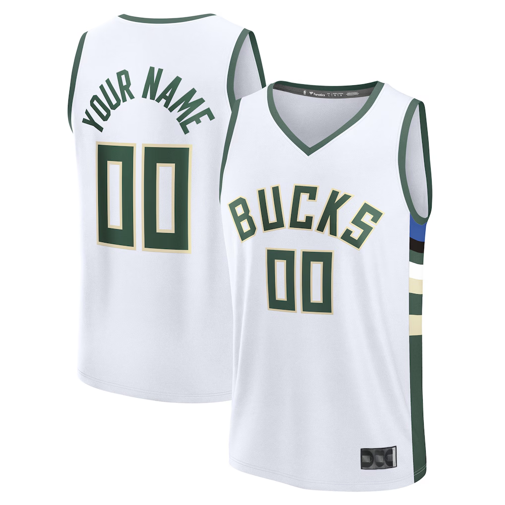 Friene Custom M.Bucks  White Fast Break Jerseys - Association Edition