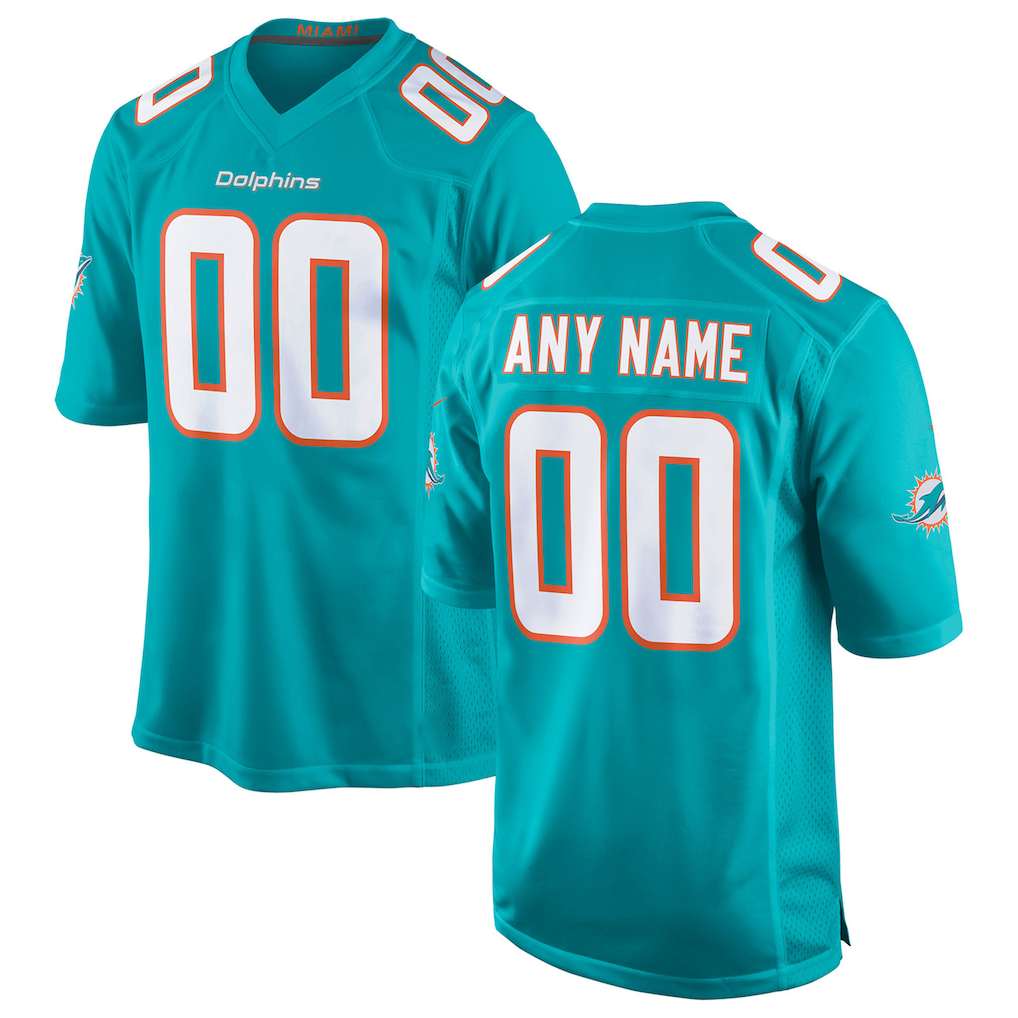 Friene Custom M.Dolphins Aqua Game Stitched Jerseys