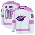 Friene Custom M.Wild White 2024 Hockey Fights Cancer Practice Jerseys