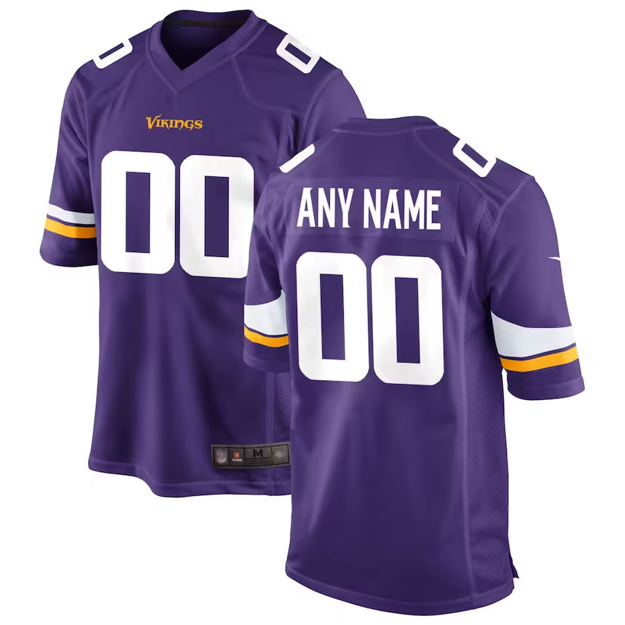Friene Custom MN.Vikings Purple Game Home Stitched Jerseys