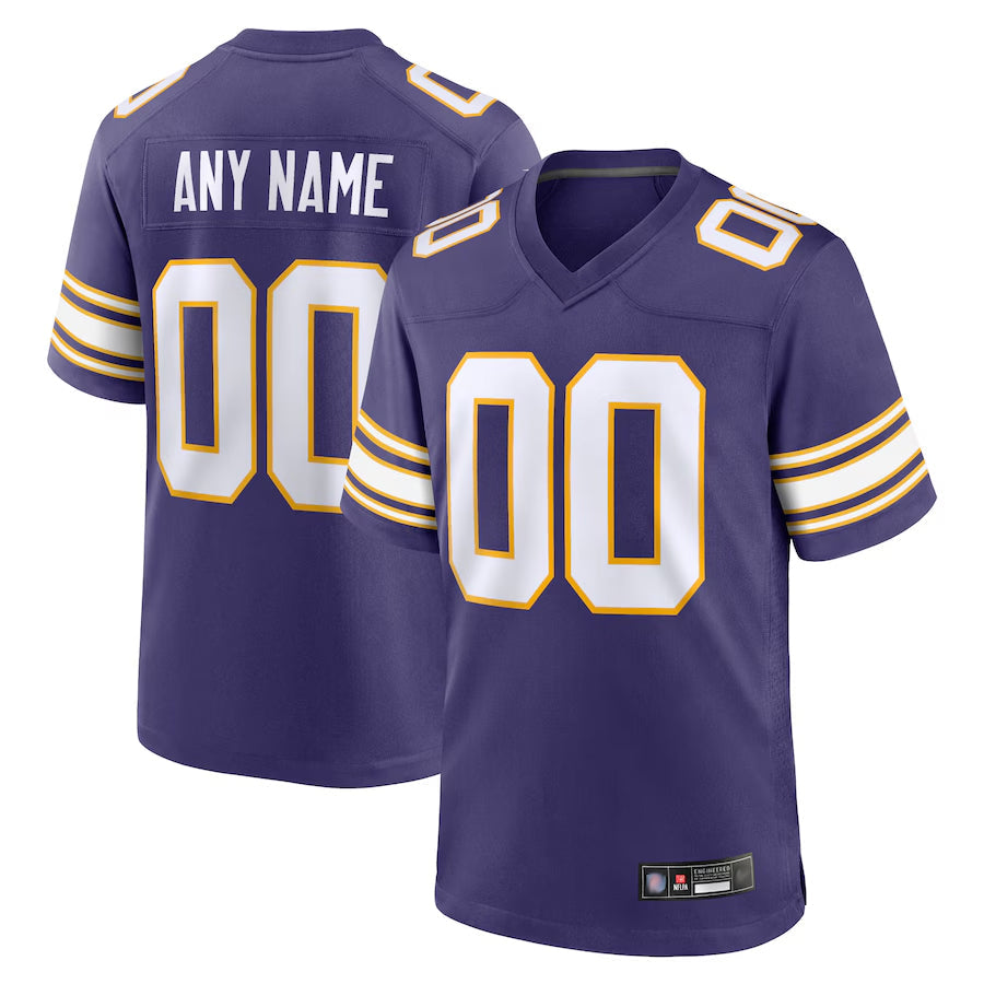 Friene Custom MN.Vikings Purple Secondary Alternate Game Stitched Jerseys