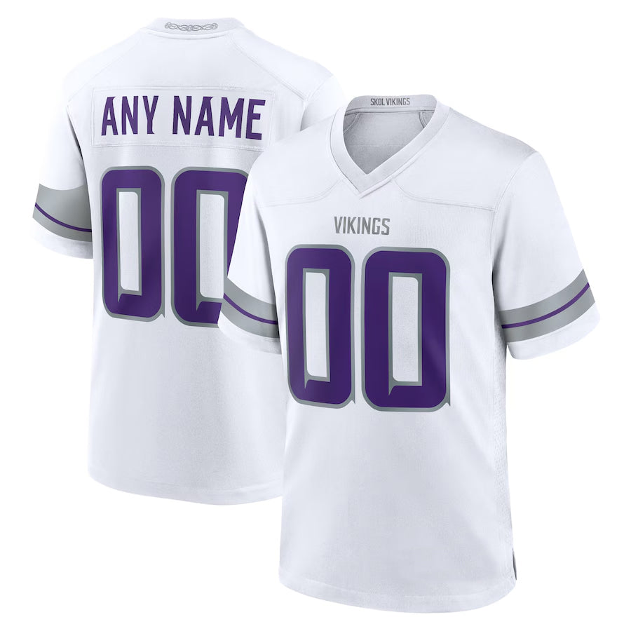 Friene Custom MN.Vikings White Alternate Game Stitched Jerseys
