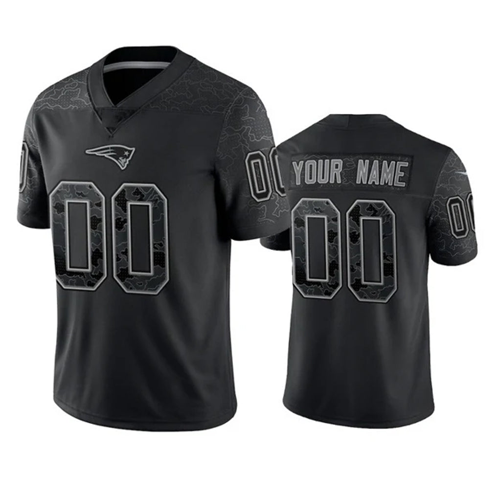 Friene Custom NE.Patriots Black Reflective LImited Home Game Any Name & Numbers Stitched Jerseys