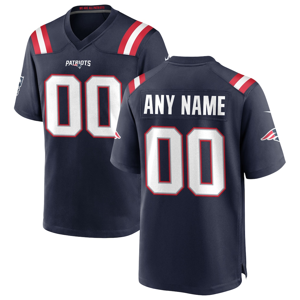 Friene Custom NE.Patriots  Navy Custom Game Stitched Jerseys