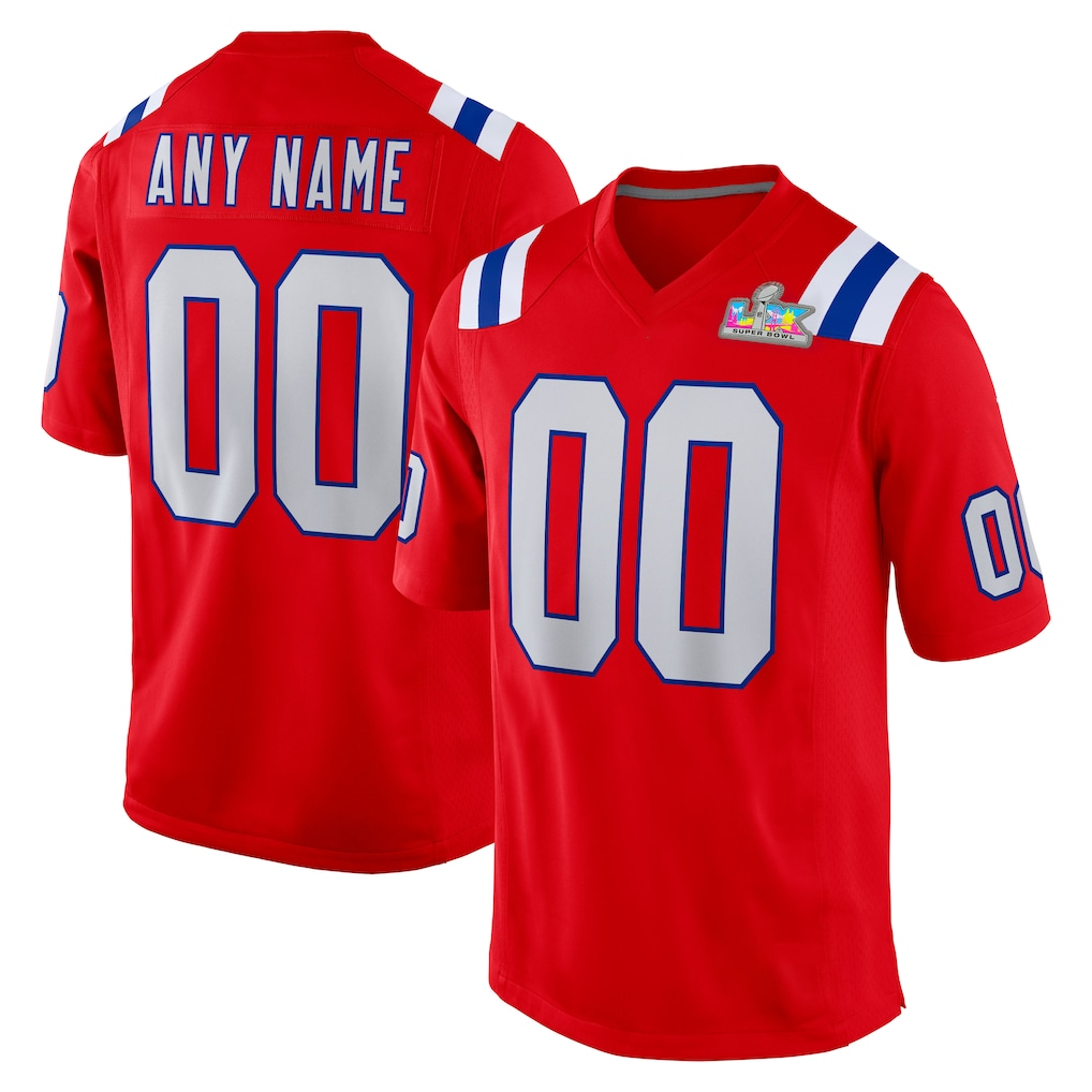 Friene Custom NE.Patriots  Red Super Bowl LX Patch Game Jersey Stitched Jerseys