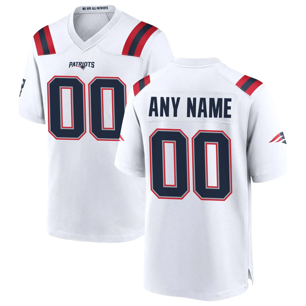 Friene Custom NE.Patriots White Home Game Any Name & Numbers Stitched Jerseys