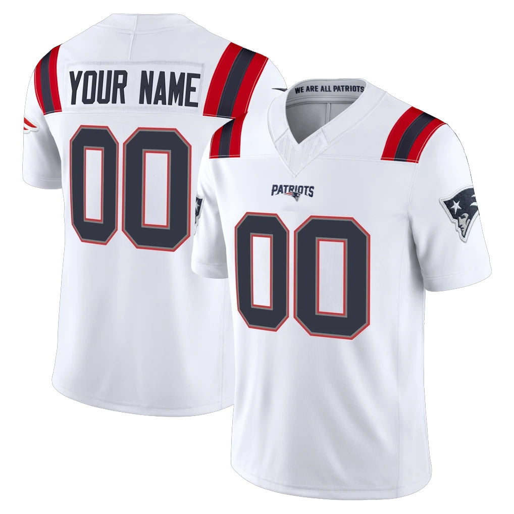 Friene Custom NE.Patriots White Limited Vapor F.U.S.E. Home Game Any Name & Numbers Stitched Jerseys