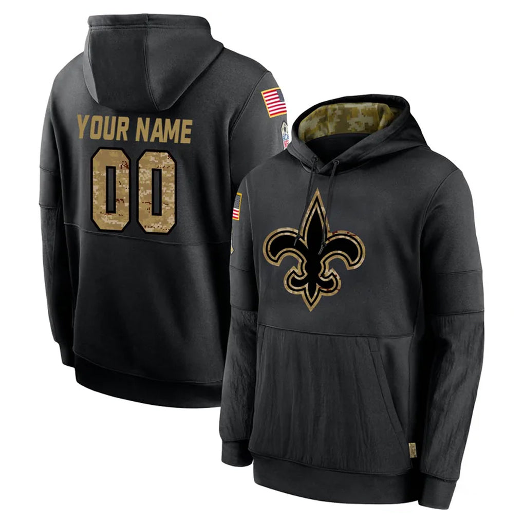 Friene Custom NO.Saints Black Salute to Service Hoodies Limited Game Any Name & Numbers Stitched Jerseys