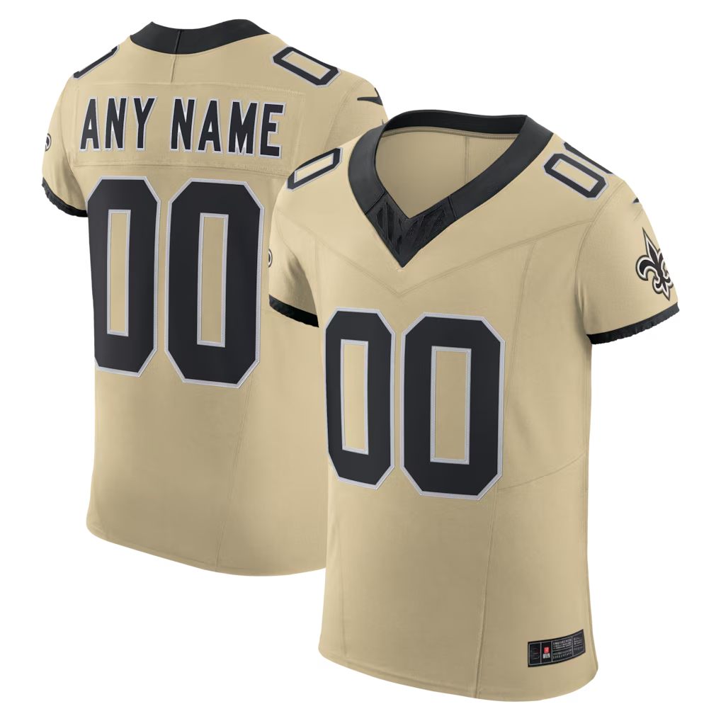 Friene Custom NO.Saints Gold Alternate Vapor F.U.S.E. Elite Stitched Jerseys