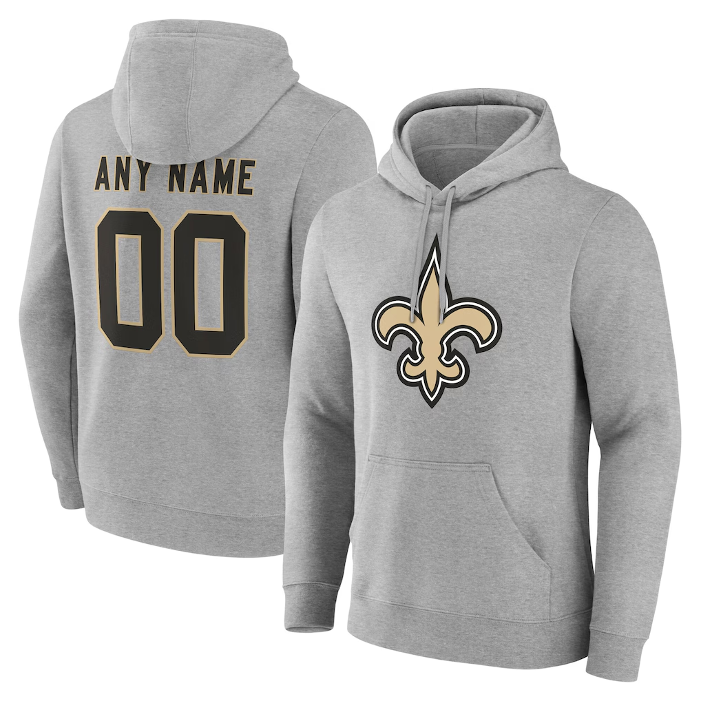 Friene Custom NO.Saints Gray Team Authentic Personalized Name & Number Hoodie Stitched Jerseys