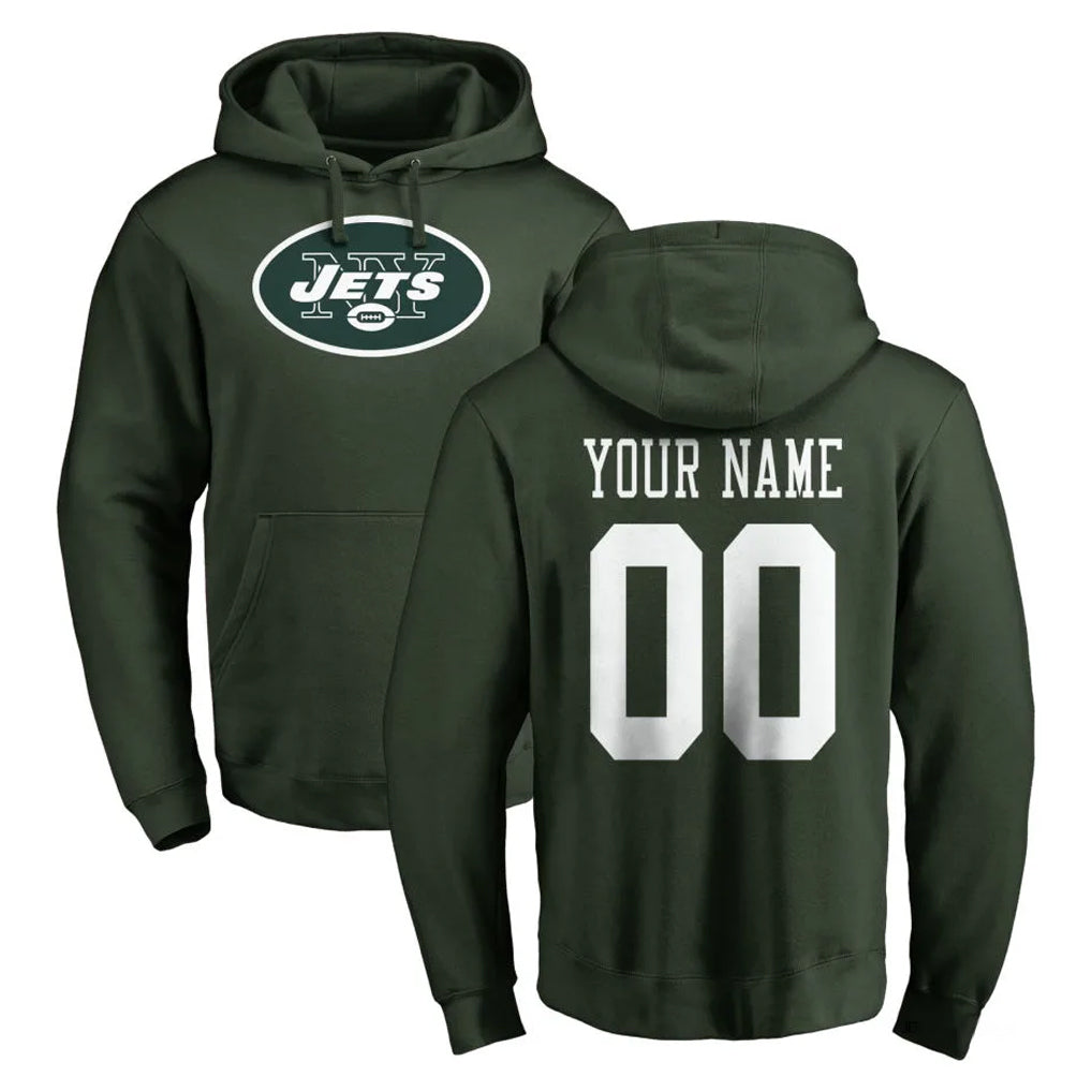 Friene Custom NY.Jets Green LOGO Pullover Hoodies Limited Game Any Name & Numbers Stitched Jerseys