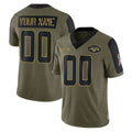Friene Custom NY.Jets Olive Salute To Service Limited Game Any Name & Numbers Stitched Jerseys