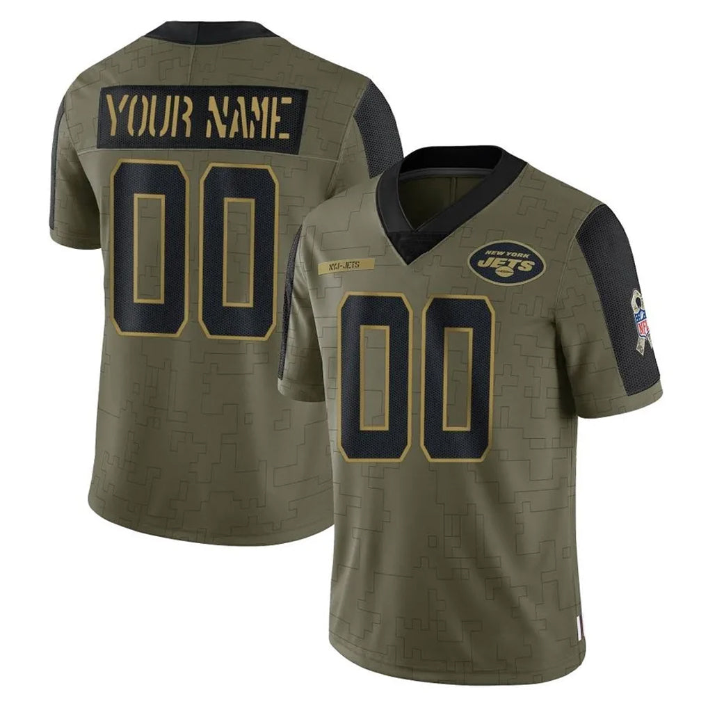 Friene Custom NY.Jets Olive Salute To Service Limited Game Any Name & Numbers Stitched Jerseys