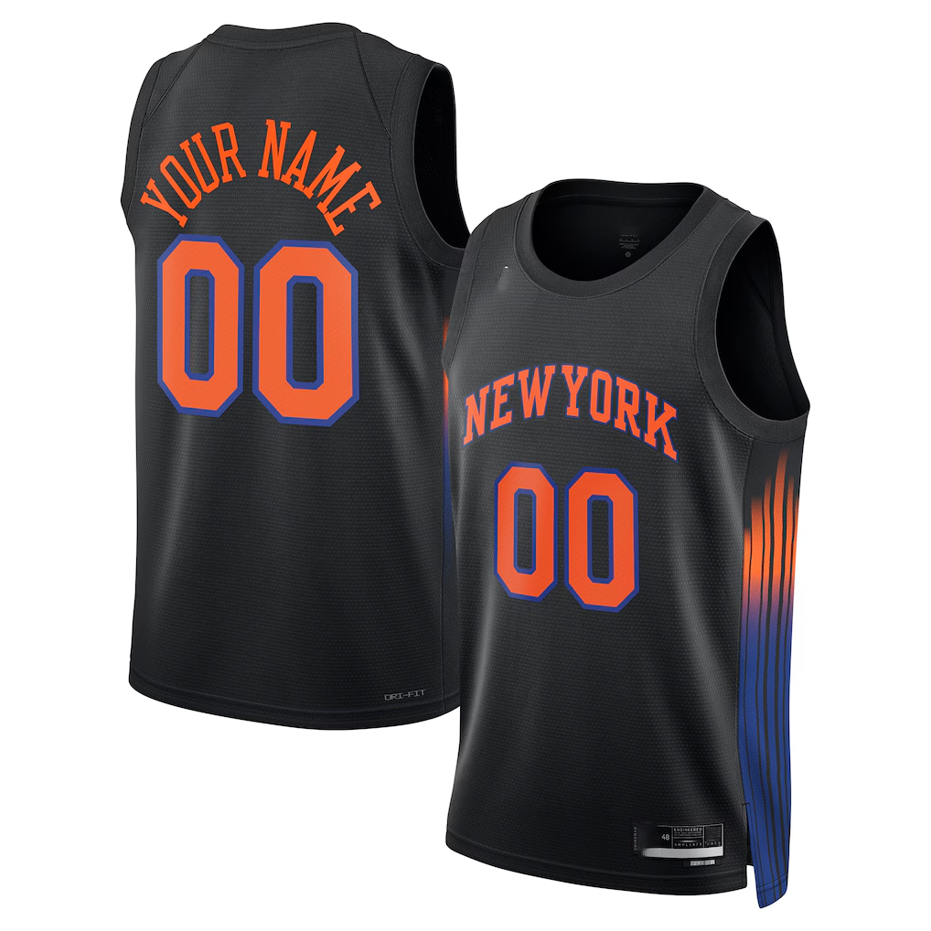 Friene Custom NY.Knicks Black Swingman Jerseys - Statement Edition