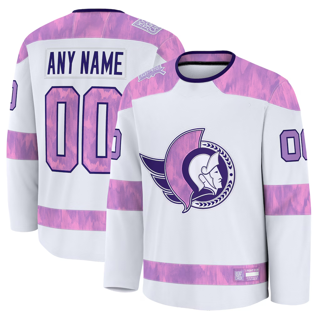 Friene Custom O.Senators White 2024 Hockey Fights Cancer Practice Jerseys