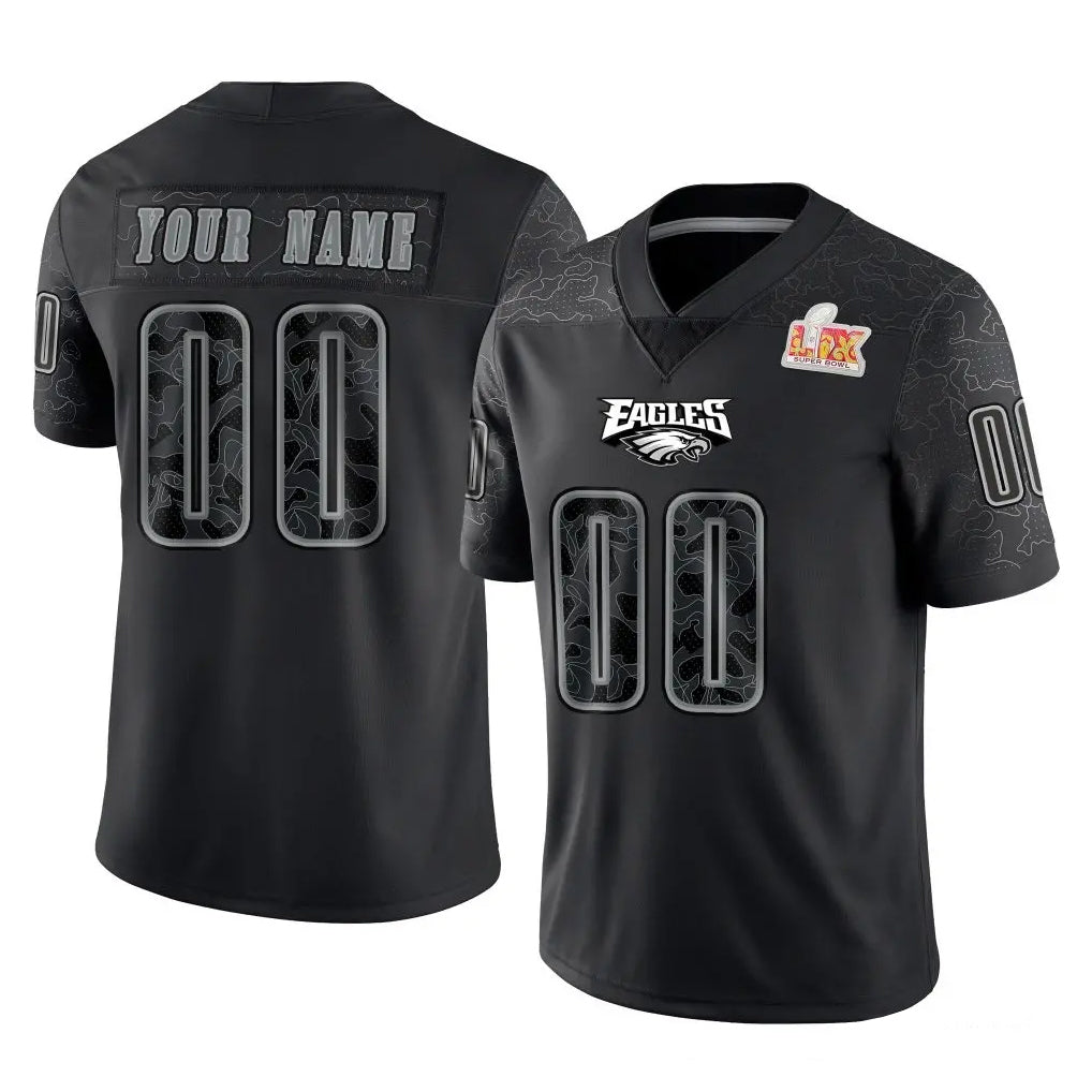Friene Custom P.Eagles Black Fashion Super Bowl LIX Home Game Any Name & Numbers Stitched Jerseys