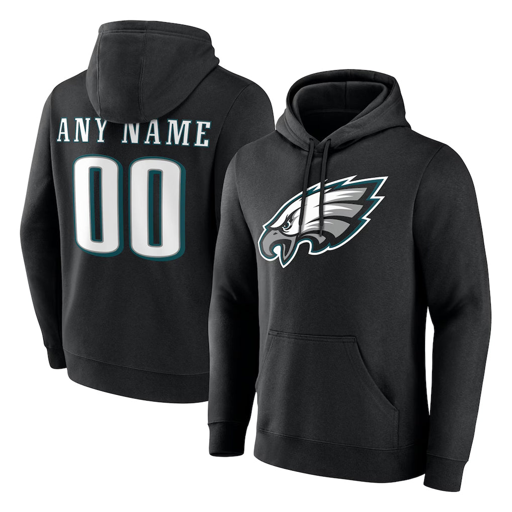 Friene Custom P.Eagles Black LOGO Pullover Hoodies Home Game Any Name & Numbers Stitched Jerseys