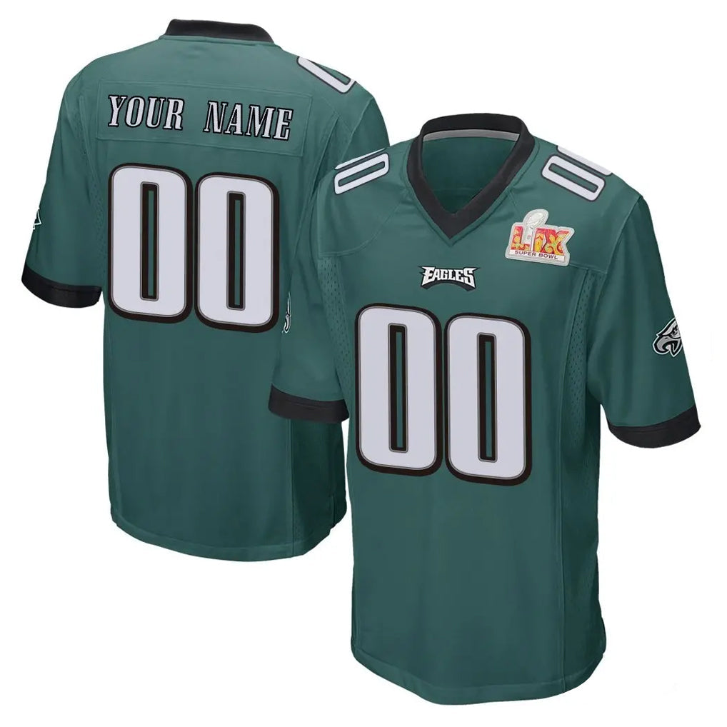 Friene Custom P.Eagles Team Color Green Super Bowl LIX Home Game Any Name & Numbers Stitched Jerseys
