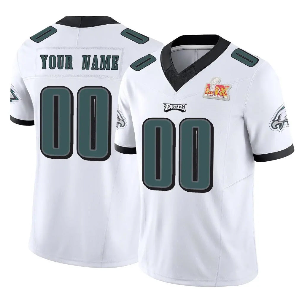 Friene Custom P.Eagles White Limited Vapor F.U.S.E. Super Bowl LIX Home Game Any Name & Numbers Stitched Jerseys