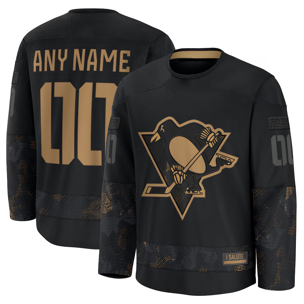 Friene Custom P.Penguins Black 2024 Military Appreciation Jerseys
