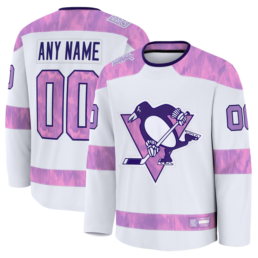 Friene Custom P.Penguins White 2024 Hockey Fights Cancer Jerseys
