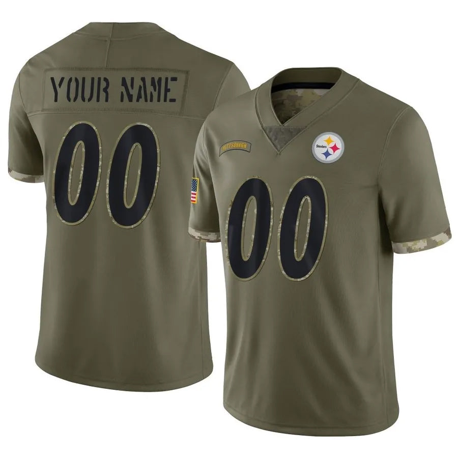 Friene Custom P.Steelers Salute To Service Limited Olive Stitched Jerseys