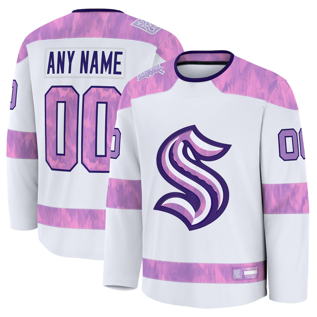 Friene Custom S.Kraken White 2024 Hockey Fights Cancer Practice Jerseys