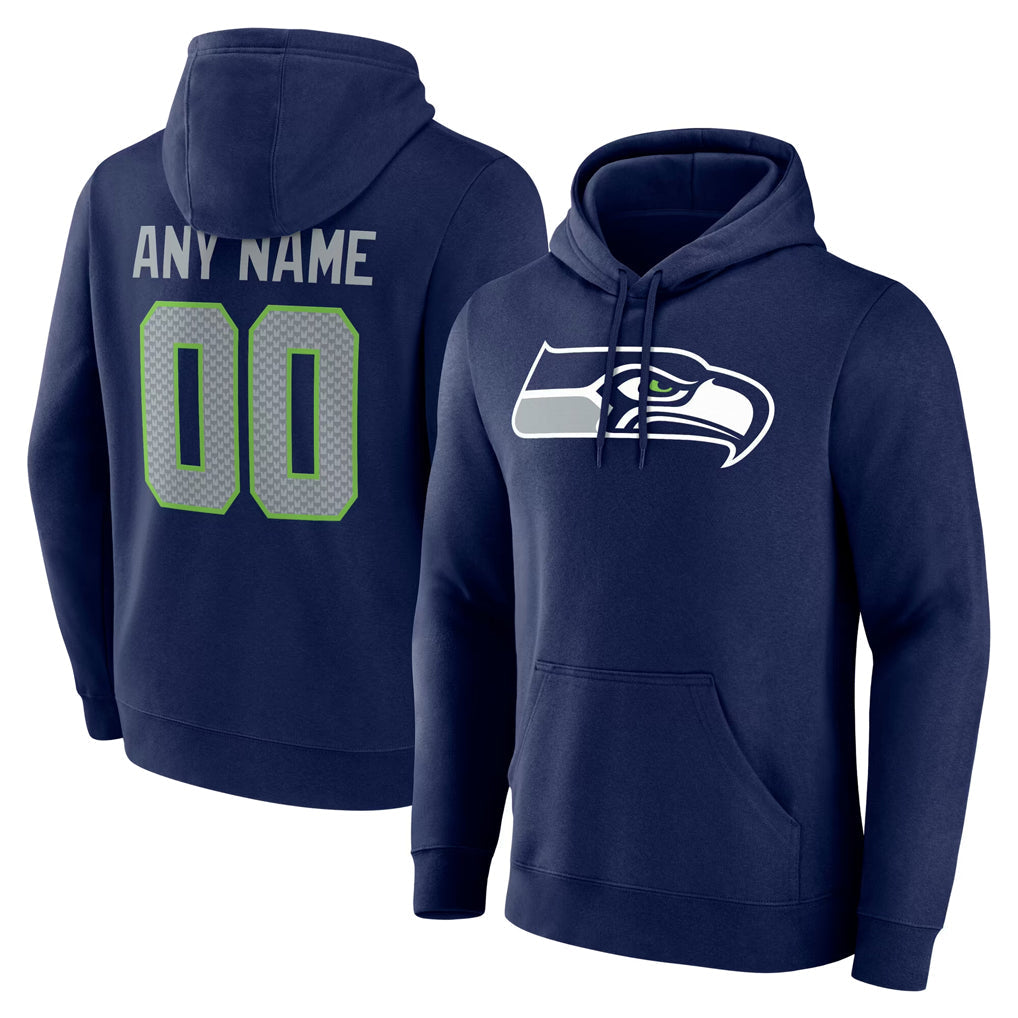Friene Custom S.Seahawks Navy Pullover Hoodies Game Any Name & Numbers Stitched Jerseys