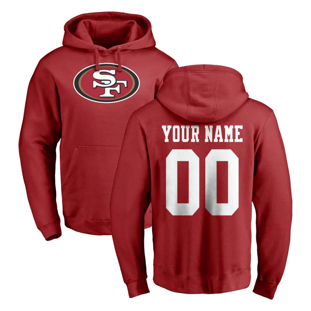 Friene Custom SF.49ers Red LOGO Pullover Hoodies Home Game Any Name & Numbers Stitched Jerseys