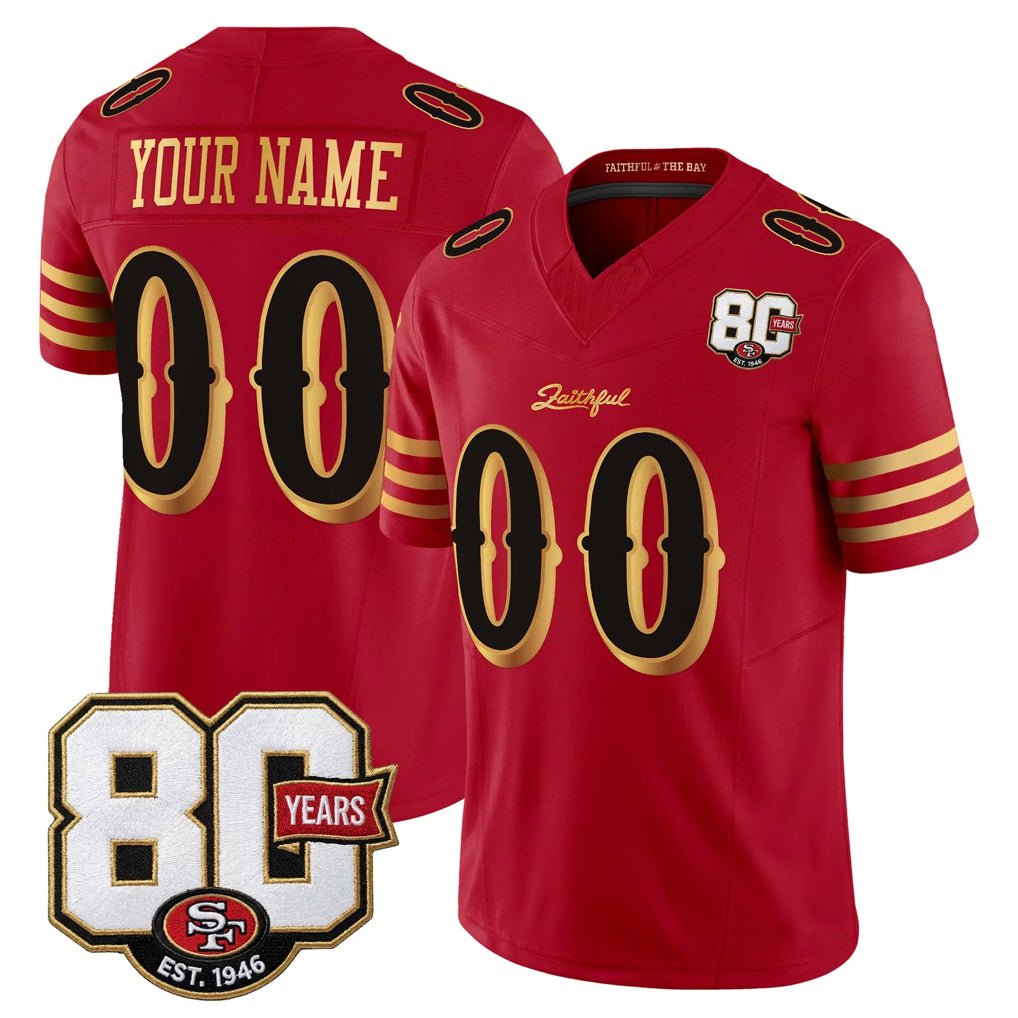 Friene Custom SF.49ers Red Limited 80th Rivalries Collection Home Game Any Name & Numbers Stitched Jerseys