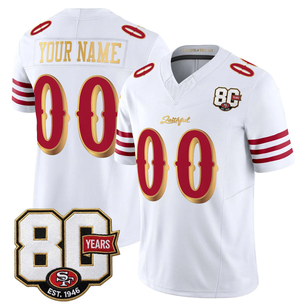 Friene Custom SF.49ers White Limited 80th Rivalries Collection Home Game Any Name & Numbers Stitched Jerseys
