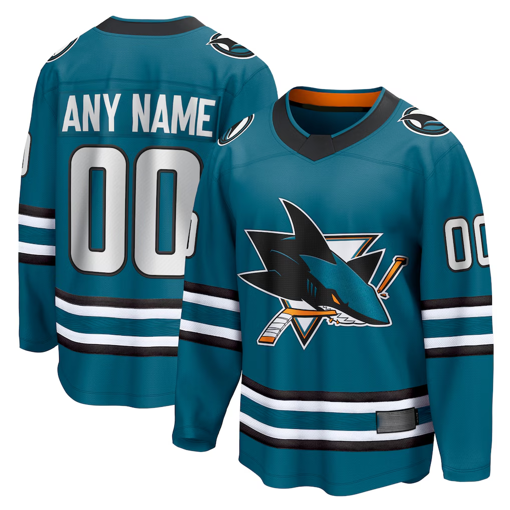 Friene Custom SJ.Sharks Teal Home Breakaway Jerseys