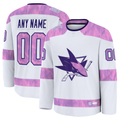 Friene Custom SJ.Sharks White 2024 Hockey Fights Cancer Practice Jerseys
