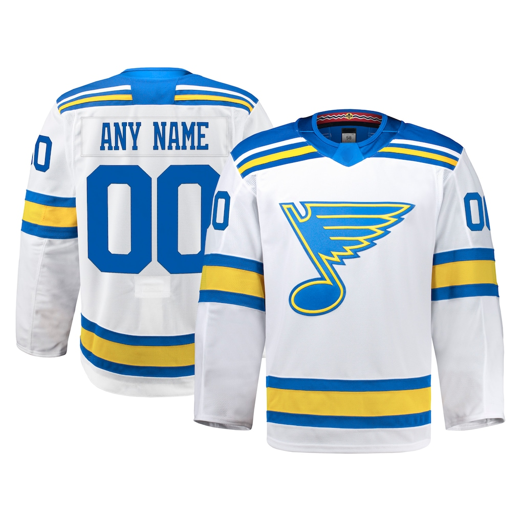 Friene Custom SL.Blues White Away Authentic Pro Jerseys