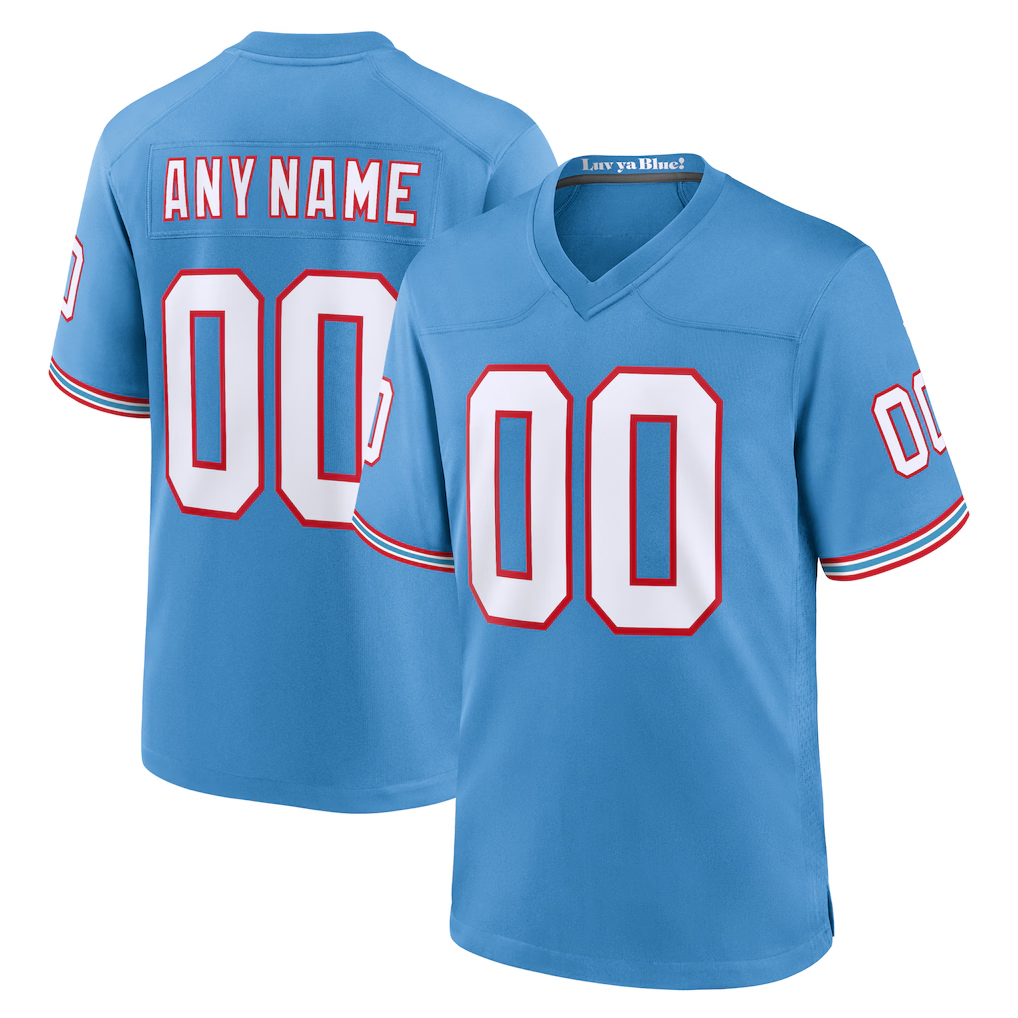 Friene Custom T.Titans  Light Blue Oilers Throwback Game Stitched Jerseys