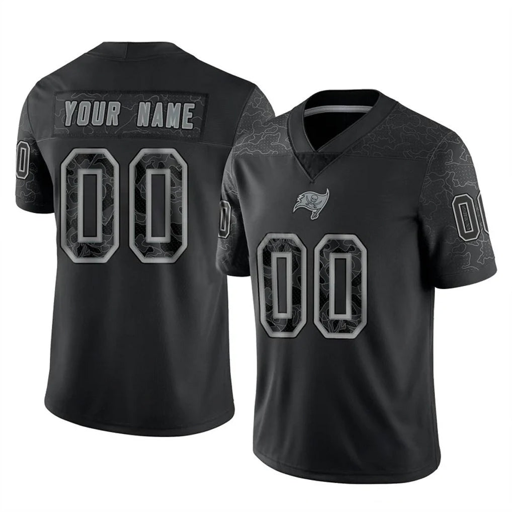 Friene Custom TB.Buccaneers Black Reflective Limited Home Game Any Name & Numbers Stitched Jerseys