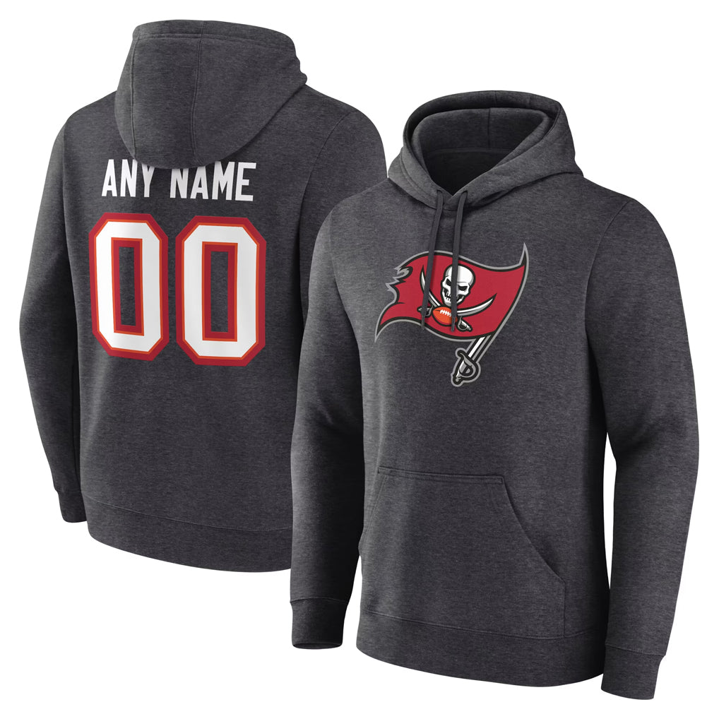 Friene Custom TB.Buccaneers Gray LOGO Pullover Hoodie Home Game Any Name & Numbers Stitched Jerseys