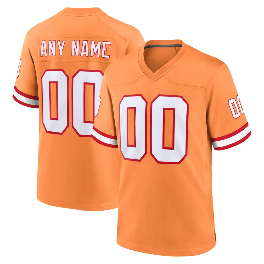 Friene Custom TB.Buccaneers Orange Throwback Home Game Any Name & Numbers Stitched Jerseys
