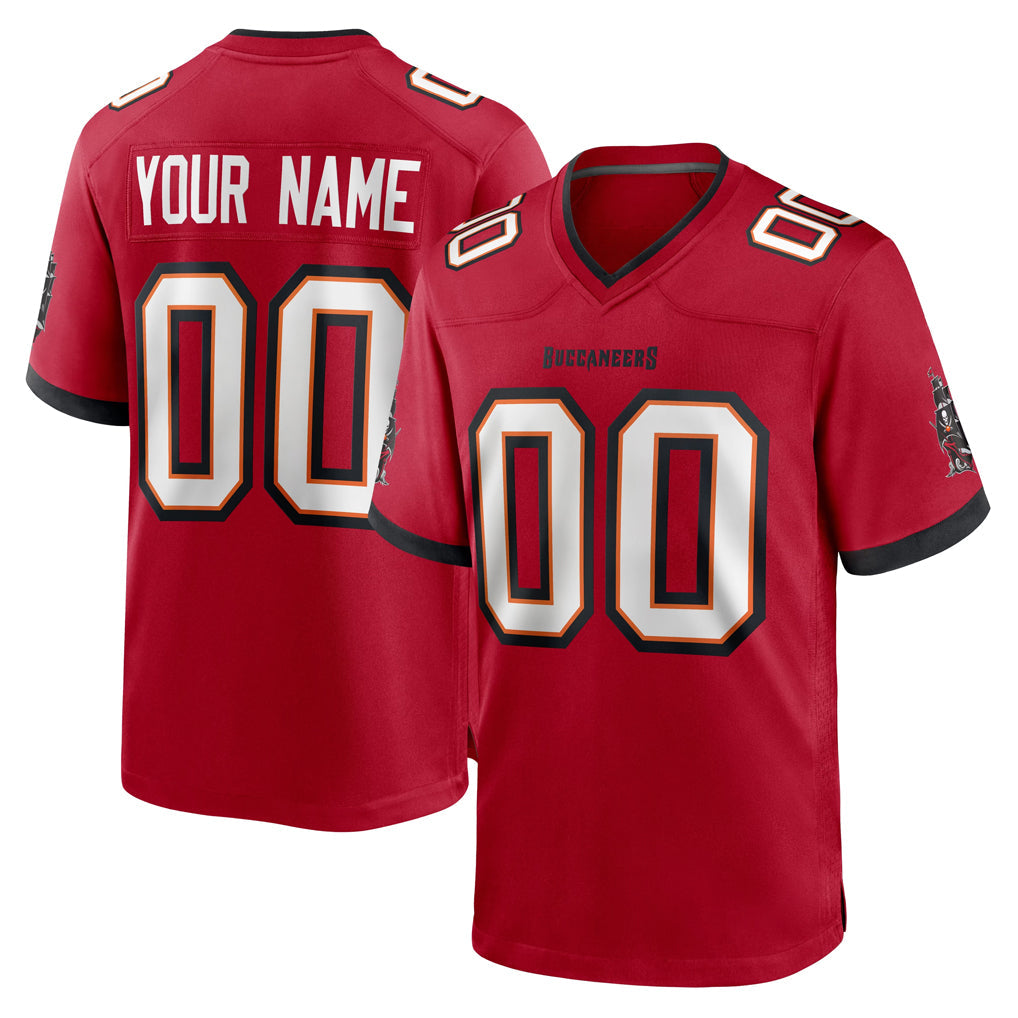 Friene Custom TB.Buccaneers Red Home Game Any Name & Numbers Stitched Jerseys