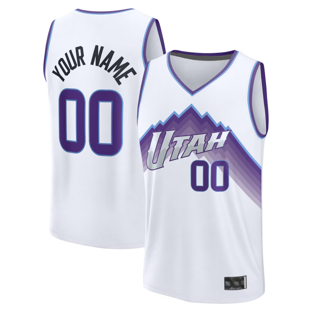Friene Custom U.Jazz White Fast Break Replica Stitched Jerseys - Association Edition