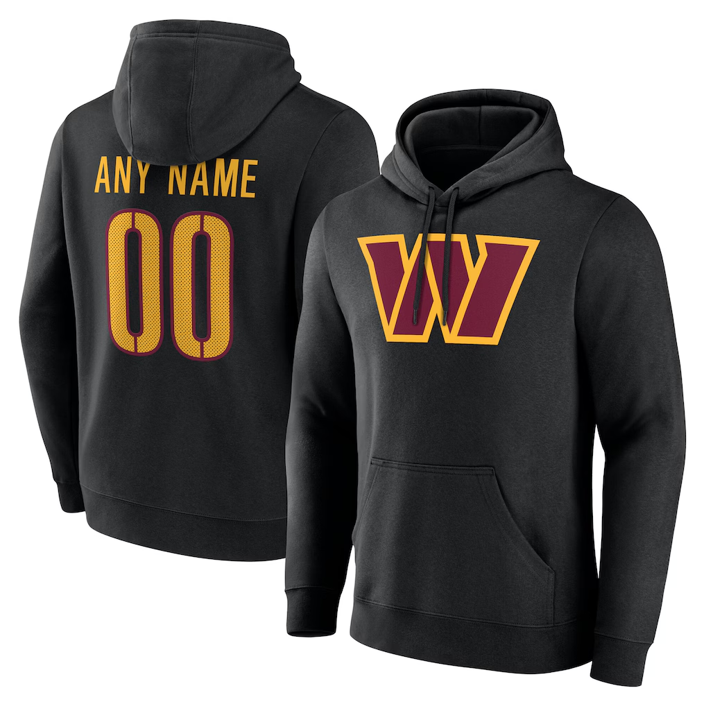 Friene Custom W.Commanders Black Team Authentic Personalized Name & Number Hoodie Stitched Jerseys