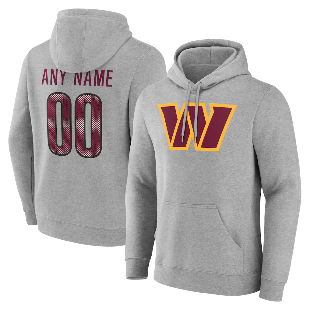 Friene Custom W.Commanders Gray Team Authentic Personalized Name & Number Hoodie Stitched Jerseys