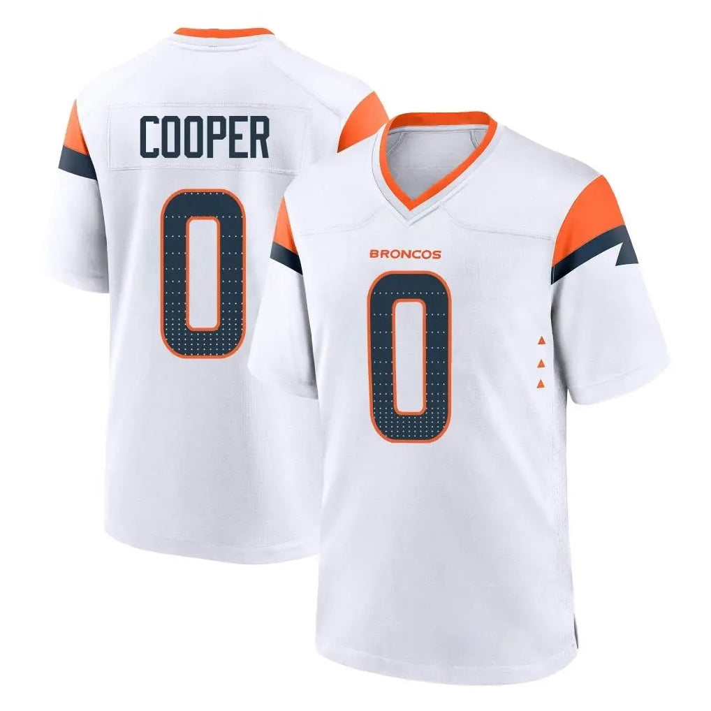 Friene D.Broncos #0 Jonathon Cooper Player White Home Game Stitched Jerseys