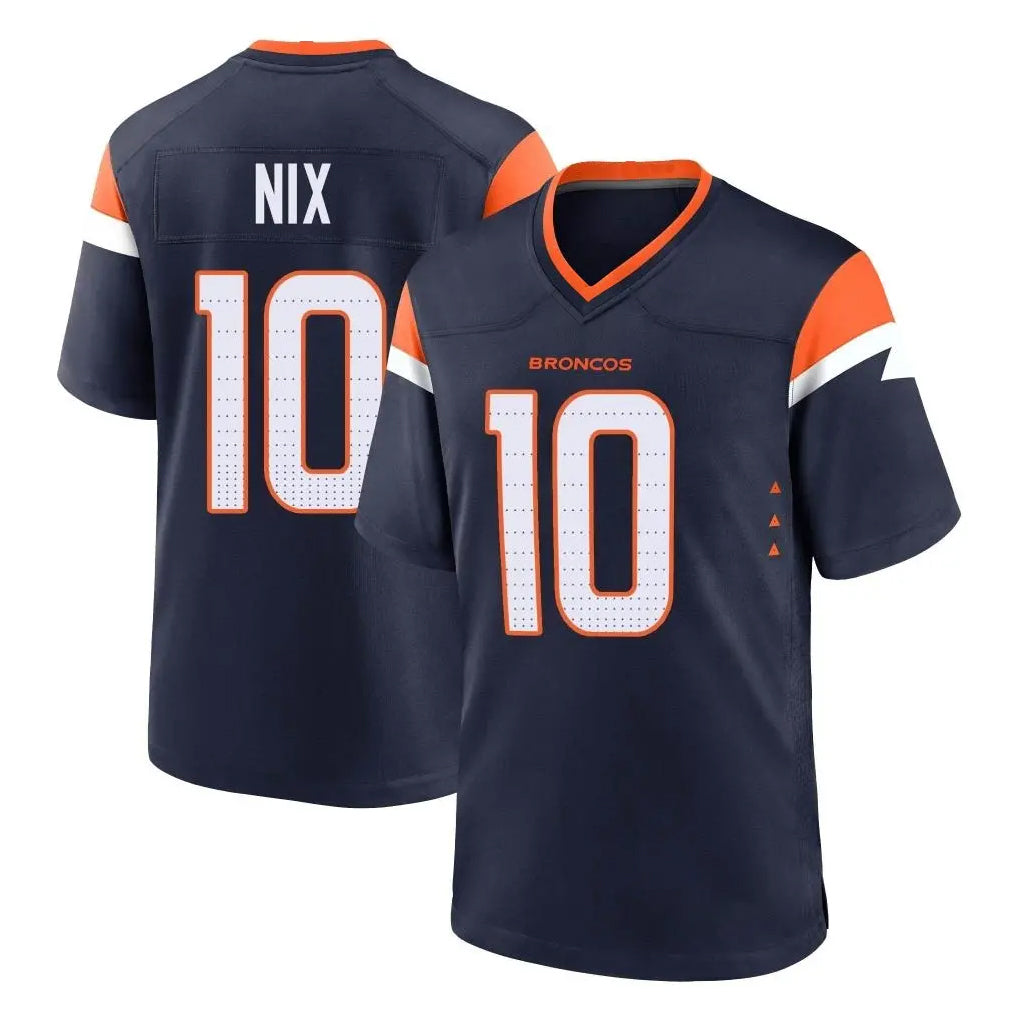 Friene D.Broncos #10 Bo Nix Player Navy Home Game Stitched Jerseys